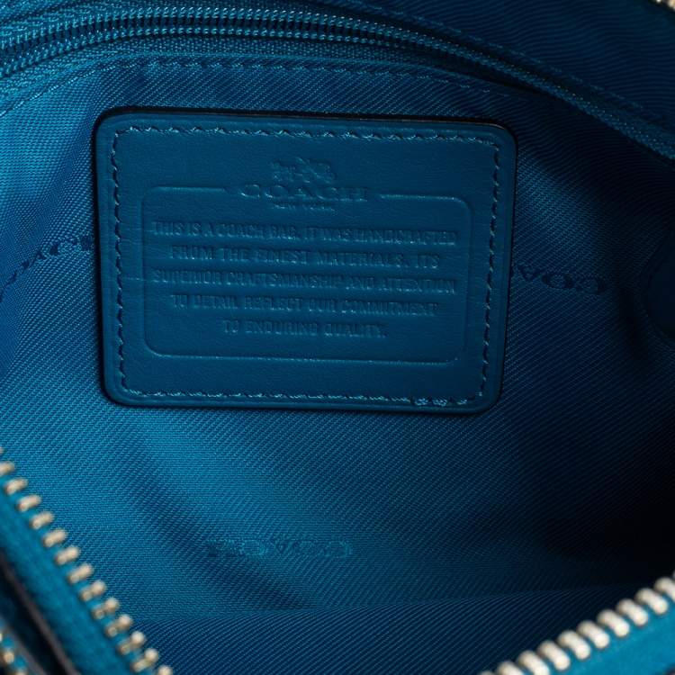 Pre Owned Coach Teal Blue Leather Crosby Double Zip Crossbody Bag