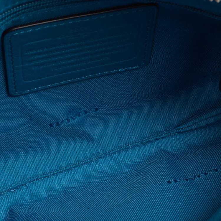 Pre Owned Coach Teal Blue Leather Crosby Double Zip Crossbody Bag