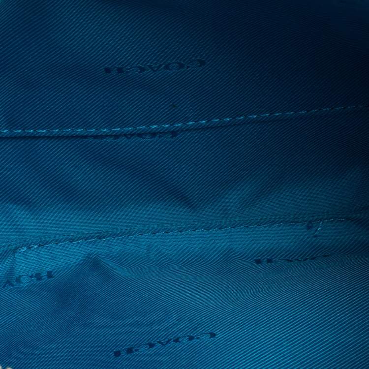 Pre Owned Coach Teal Blue Leather Crosby Double Zip Crossbody Bag