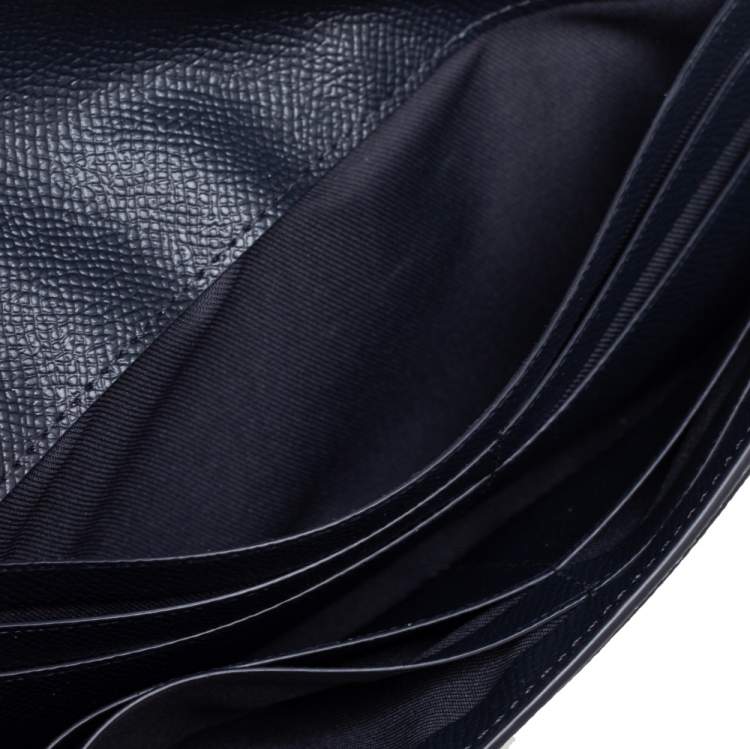 Pre Owned Coach Two Tone Blue Leather Envelope Flap Continental Wallet