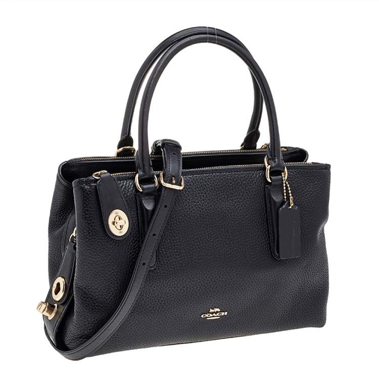 Pre Owned Coach Black Leather Brooklyn Carryall 28 Tote