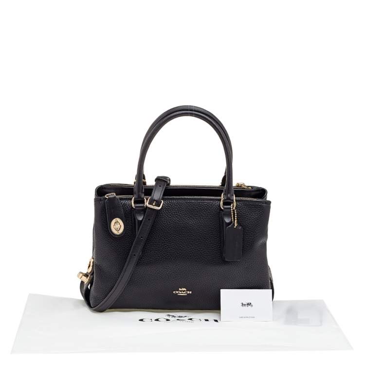 Pre Owned Coach Black Leather Brooklyn Carryall 28 Tote