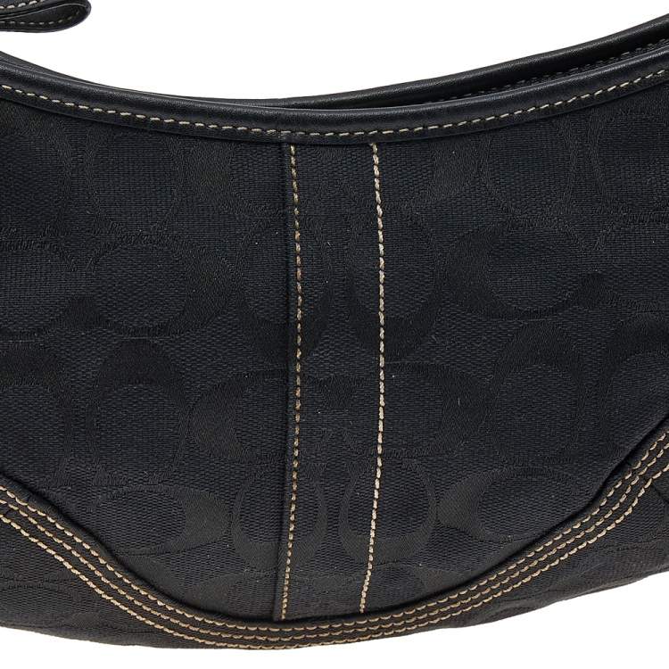 Pre Owned Coach Black Signature Canvas and Leather Soho Hobo