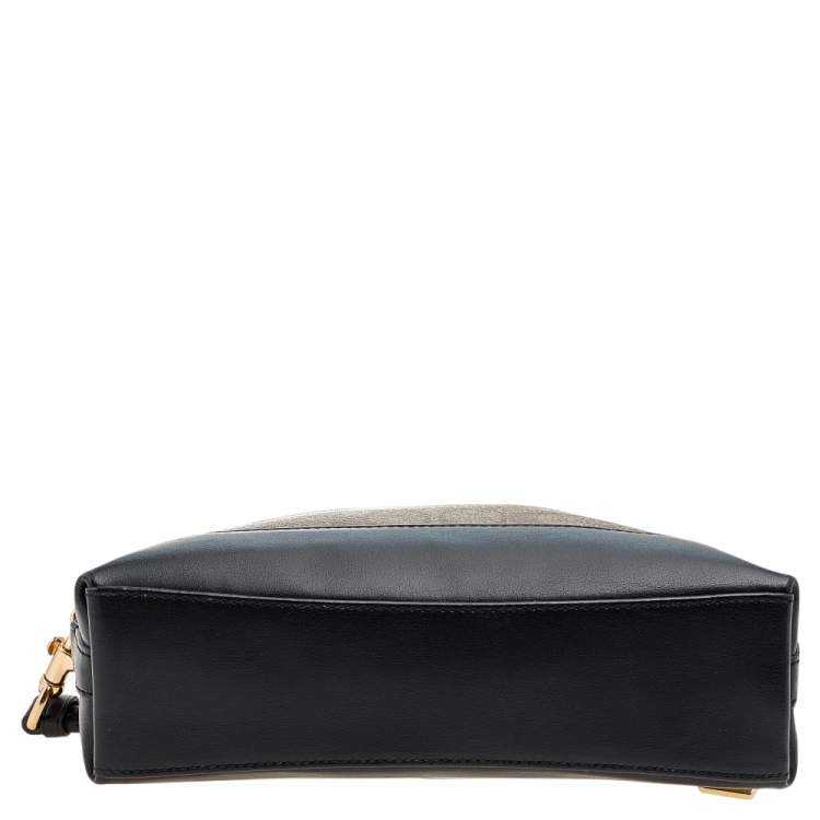 مملوكة مسبقًا Coach Black/Beige Leather And Signature Coated Canvas Satchel