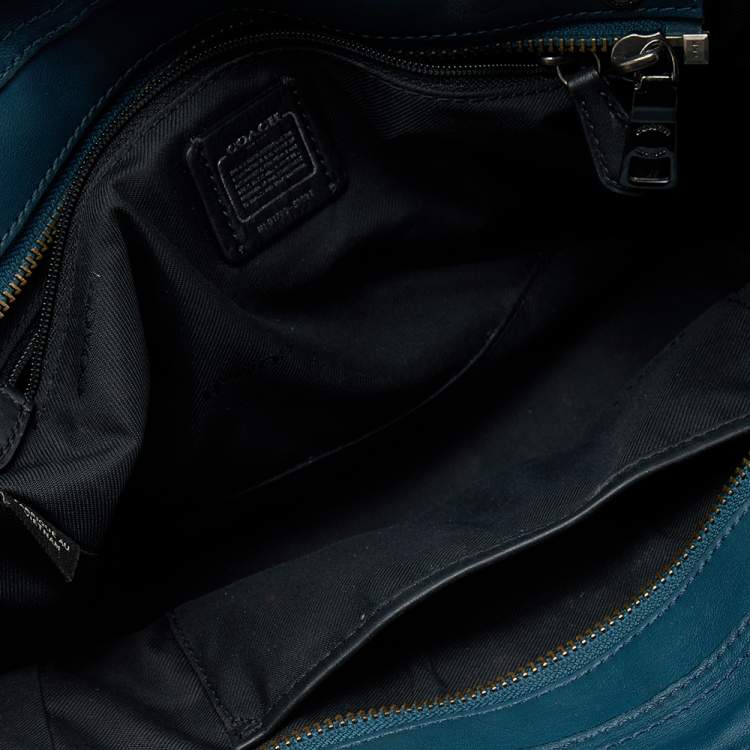 Pre Owned Coach Blue Patch Embellished Leather Swagger 27 Carryall Satchel