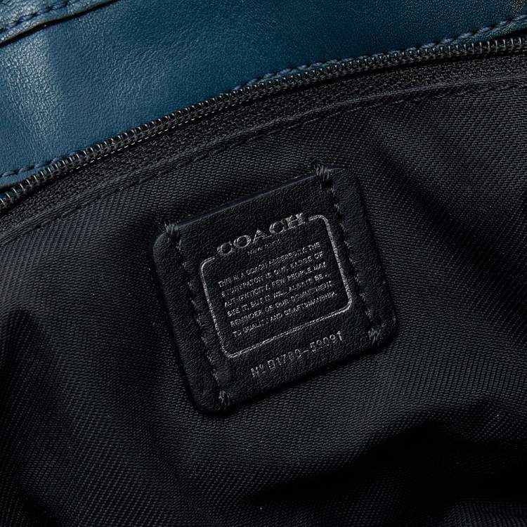 Pre Owned Coach Blue Patch Embellished Leather Swagger 27 Carryall Satchel