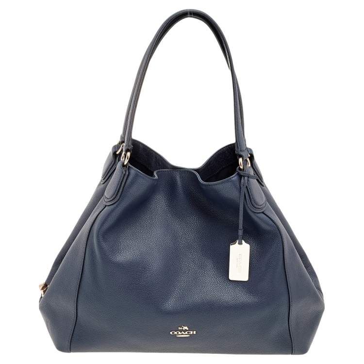 Coach Navy Blue Leather Edie Shoulder Bag Coach The Luxury Closet