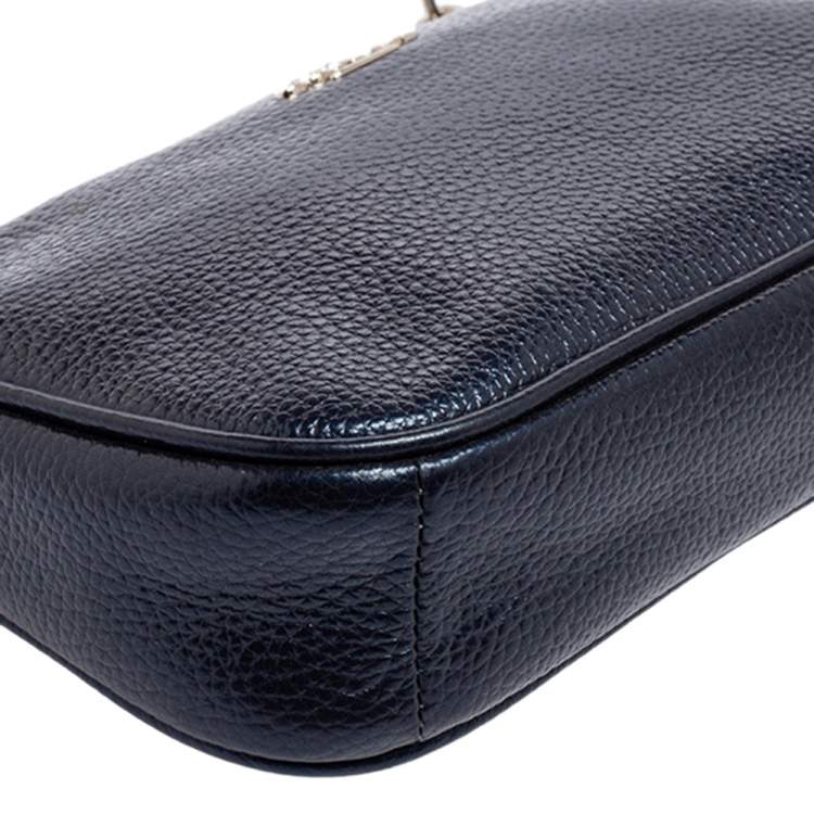 Pre Owned Coach Metallic Blue Leather Mini Pochette