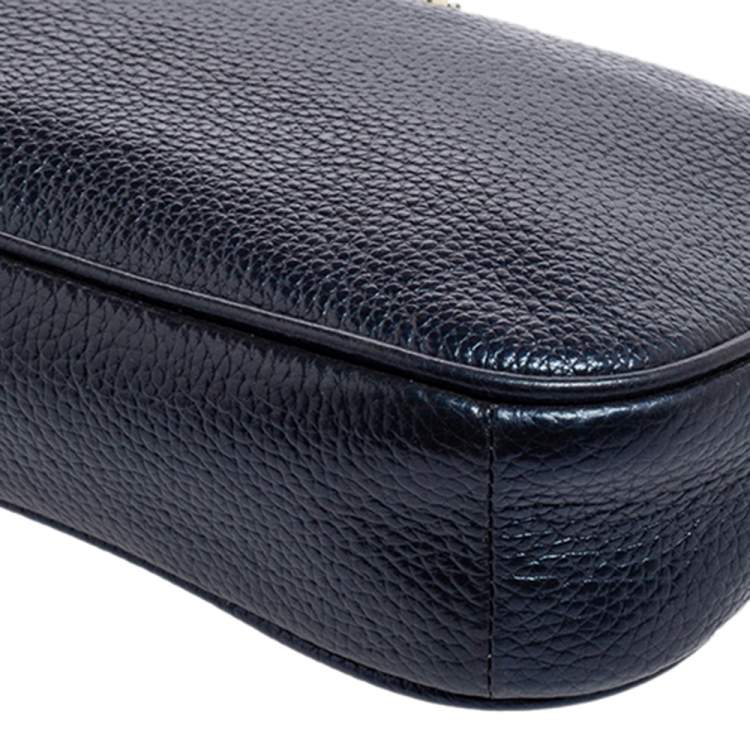 Pre Owned Coach Metallic Blue Leather Mini Pochette