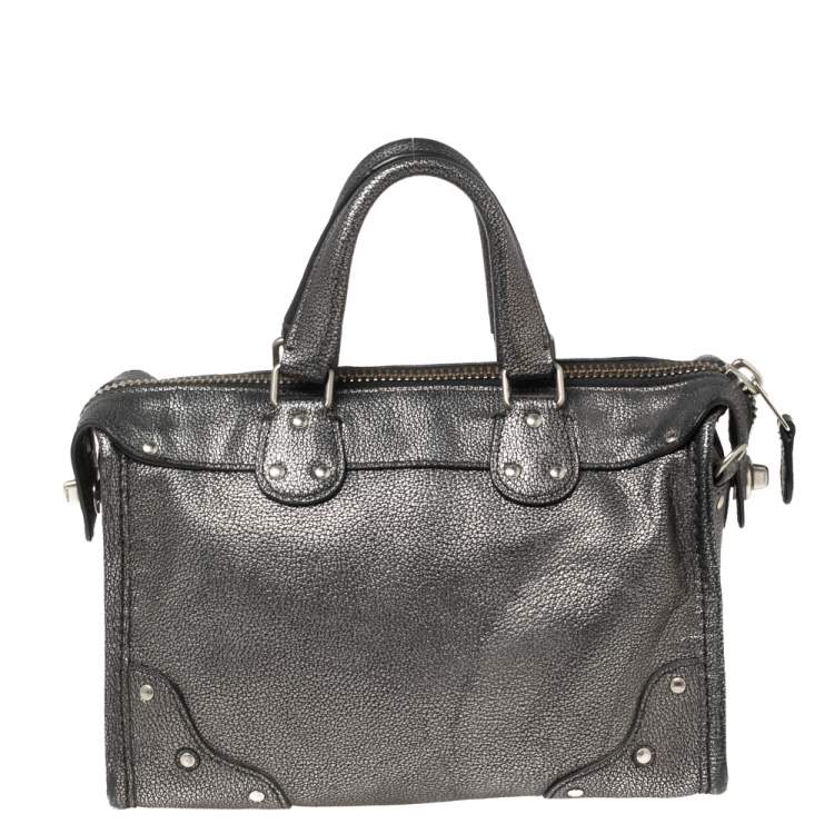 Pre Owned Coach Metallic Grey Leather Rhyder Satchel