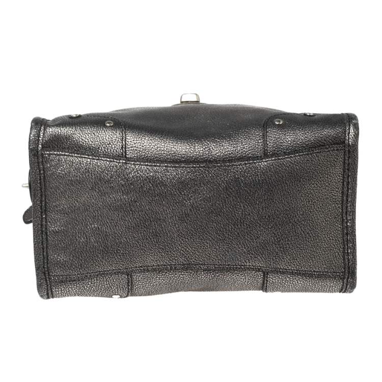 Pre Owned Coach Metallic Grey Leather Rhyder Satchel