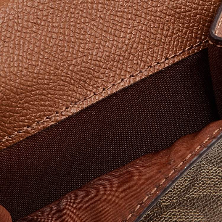 Pre Owned Coach Brown Signature Coated Canvas and Leather Trifold Wallet