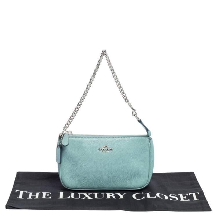 Pre Owned Coach Blue Leather Mini Pochette