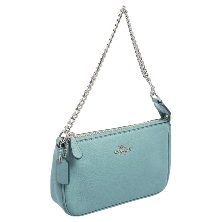 Pre Owned Coach Blue Leather Mini Pochette