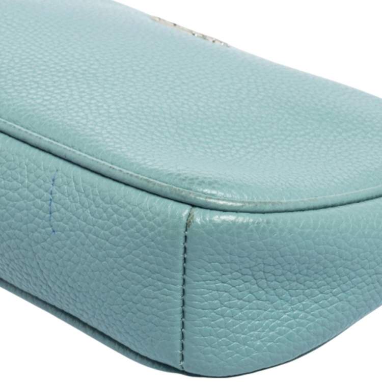 Pre Owned Coach Blue Leather Mini Pochette