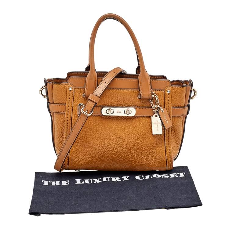 Pre Owned Coach Tan Leather Swagger 20 Carryall Satchel