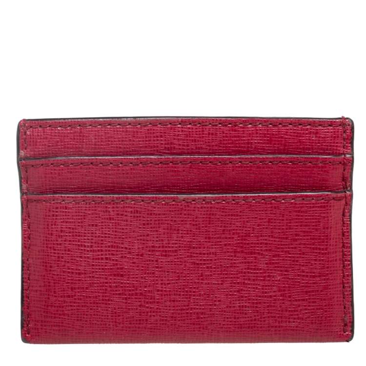 Pre Owned Coach Red Leather Card Case