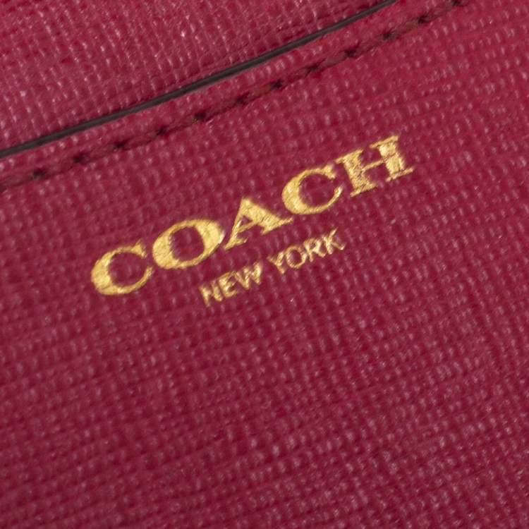 Pre Owned Coach Red Leather Card Case