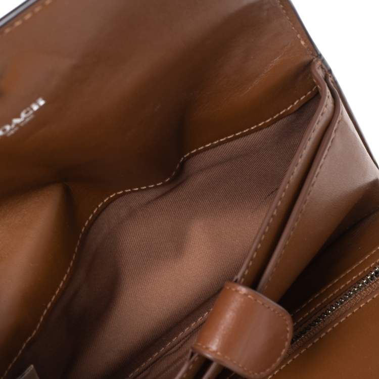 Pre Owned Coach Brown Leather Convertible Trifold Wallet