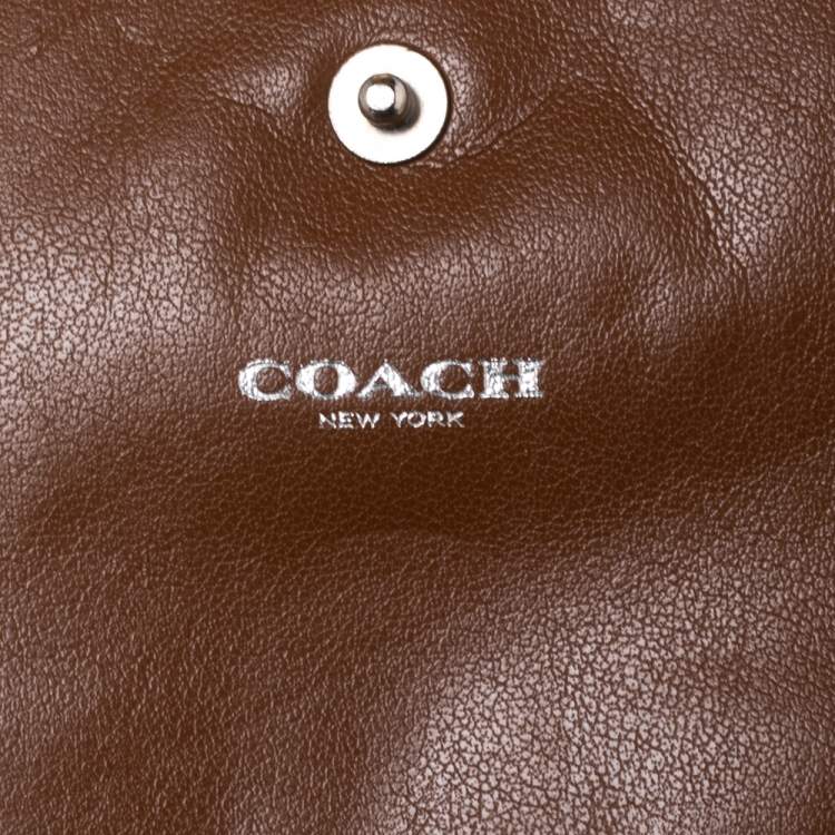 Pre Owned Coach Brown Leather Convertible Trifold Wallet