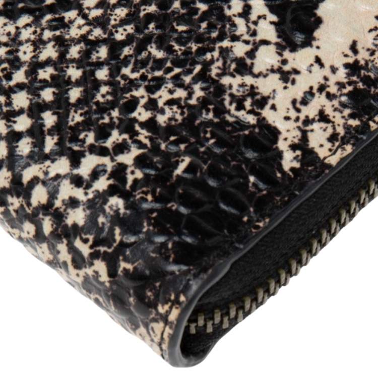 Pre Owned Coach Multicolor Python Embossed Leather Accordion Zip Around  Wallet