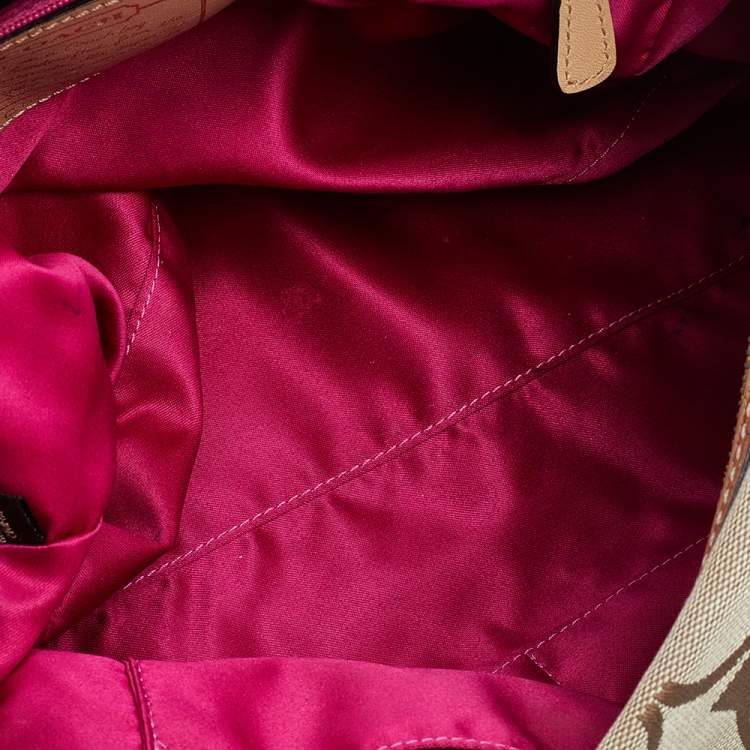 Pre Owned Coach Beige Signature Canvas And Leather Satchel