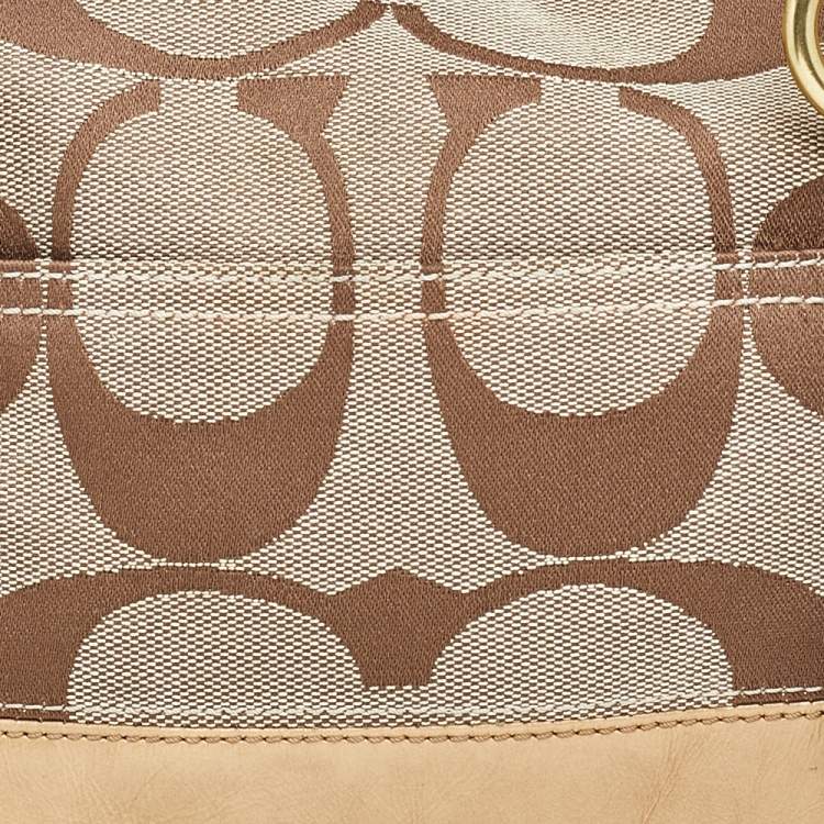 Pre Owned Coach Beige Signature Canvas And Leather Satchel