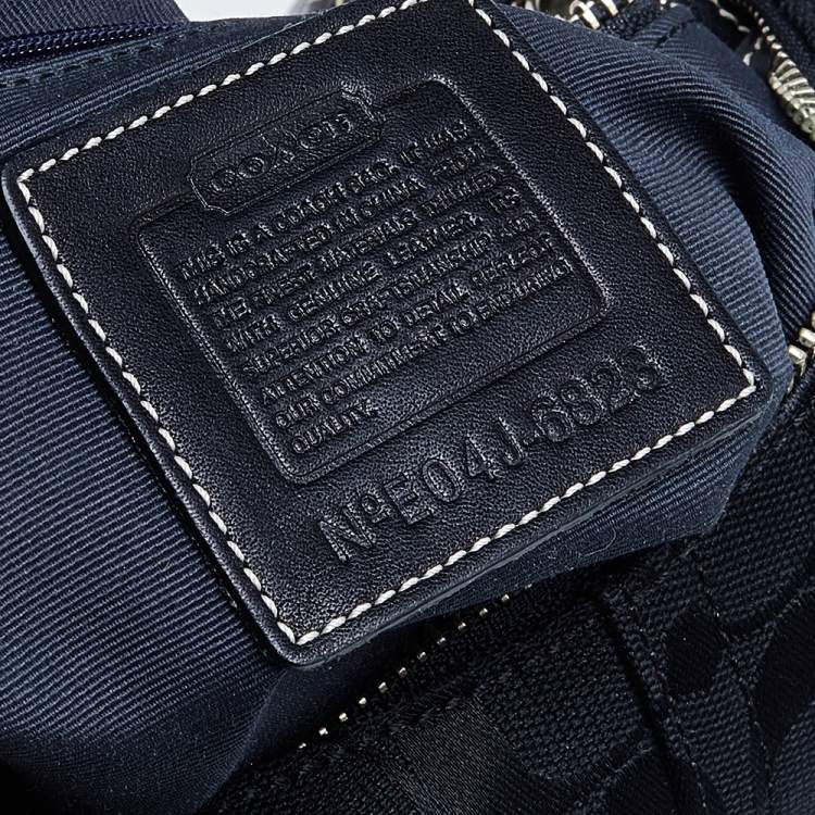 Pre Owned Coach Black Signature Canvas And Leather Buckle Hobo 