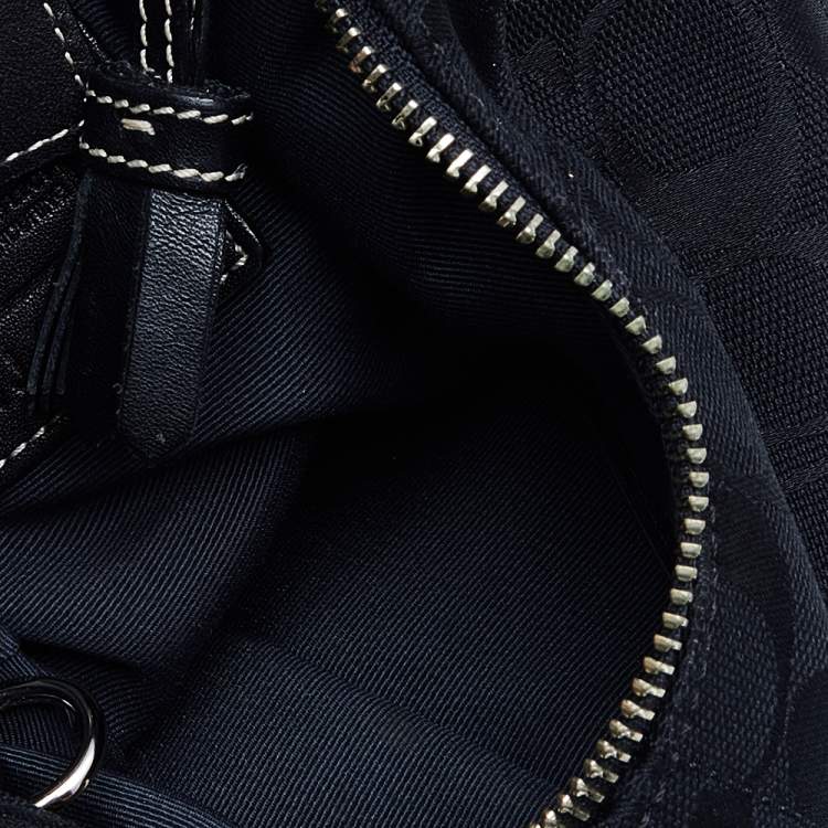 Pre Owned Coach Black Signature Canvas And Leather Buckle Hobo 