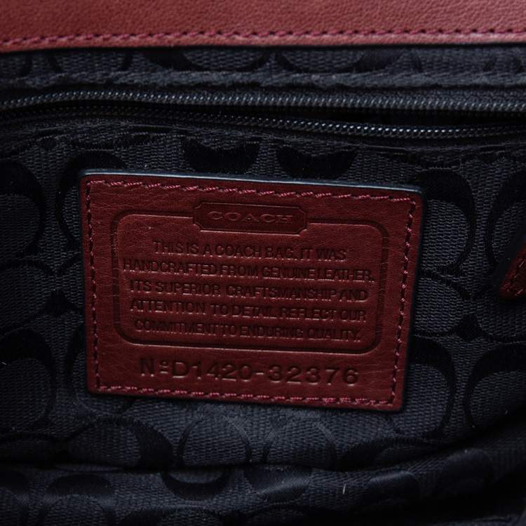Pre Owned Coach Red Leather And Suede Bleecker Mini Brooklyn Top Handle Bag