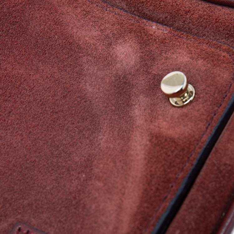 Pre Owned Coach Red Leather And Suede Bleecker Mini Brooklyn Top Handle Bag