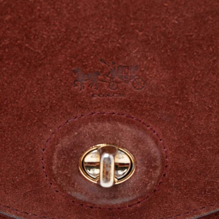 Pre Owned Coach Red Leather And Suede Bleecker Mini Brooklyn Top Handle Bag