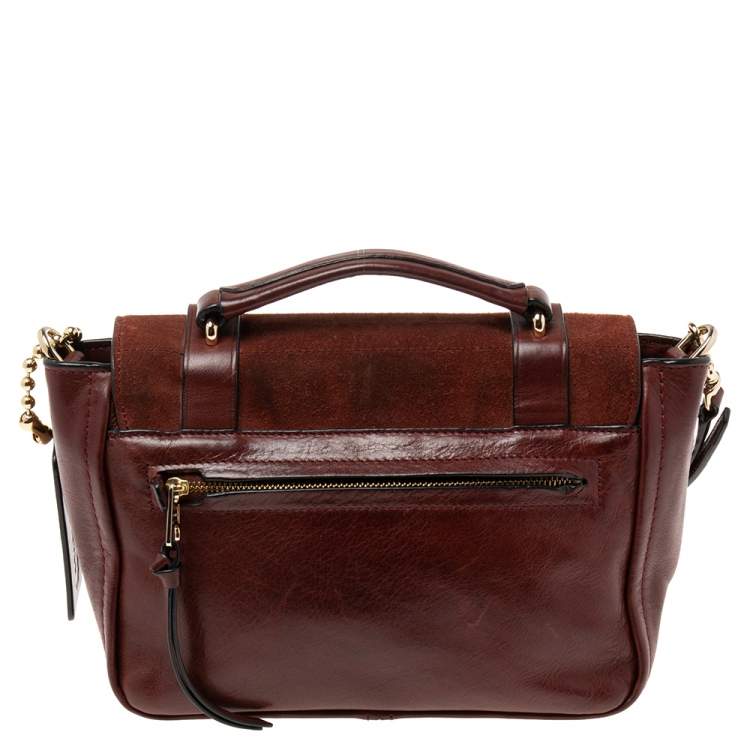 Pre Owned Coach Red Leather And Suede Bleecker Mini Brooklyn Top Handle Bag