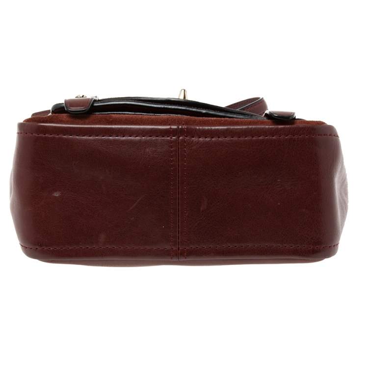 Pre Owned Coach Red Leather And Suede Bleecker Mini Brooklyn Top Handle Bag