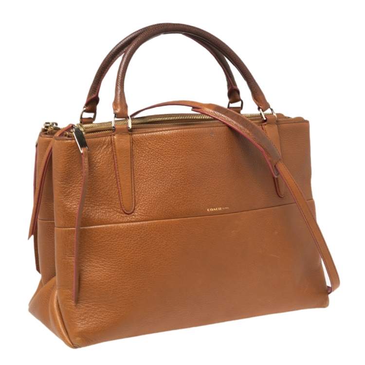 Pre Owned Coach Brown Leather Borough Tote