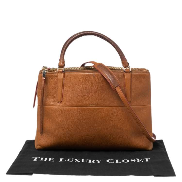 Pre Owned Coach Brown Leather Borough Tote