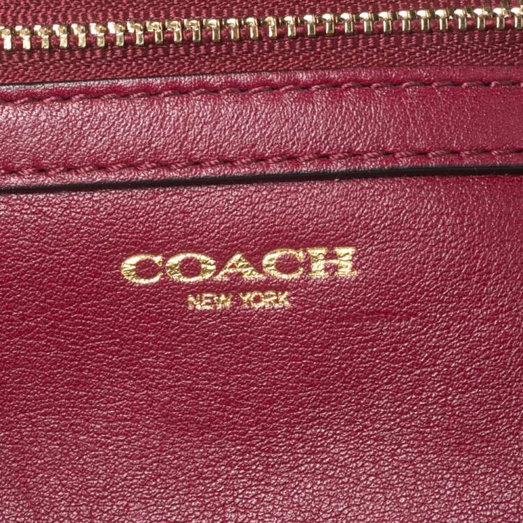 Pre Owned Coach Burgundy Leather Crossbody Messenger Bag