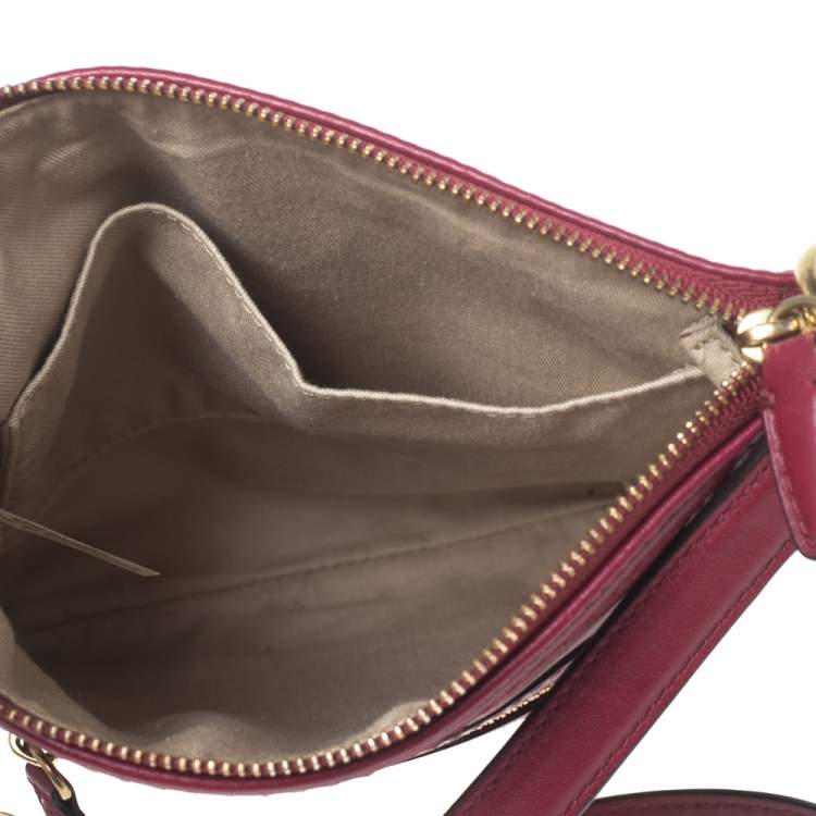 Pre Owned Coach Burgundy Leather Crossbody Messenger Bag