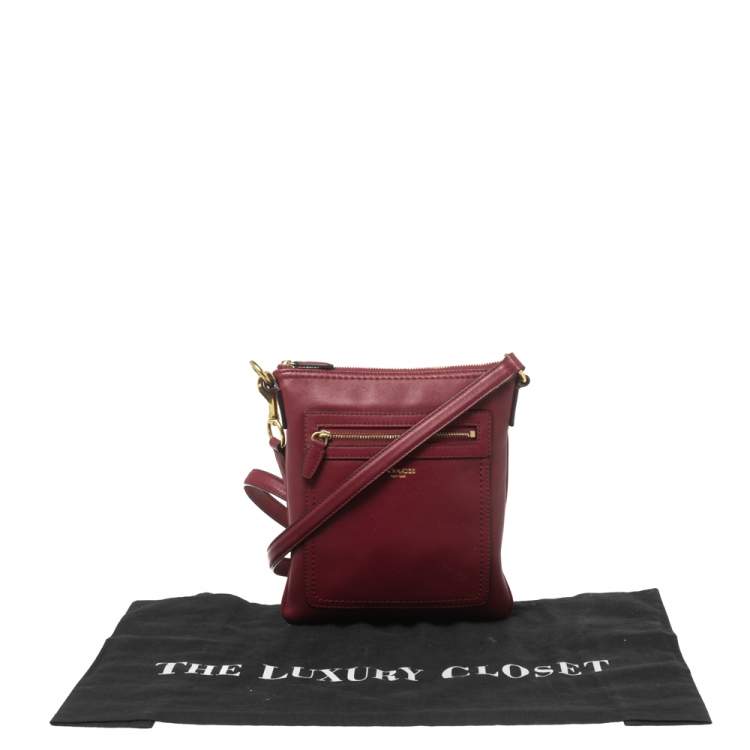 Pre Owned Coach Burgundy Leather Crossbody Messenger Bag