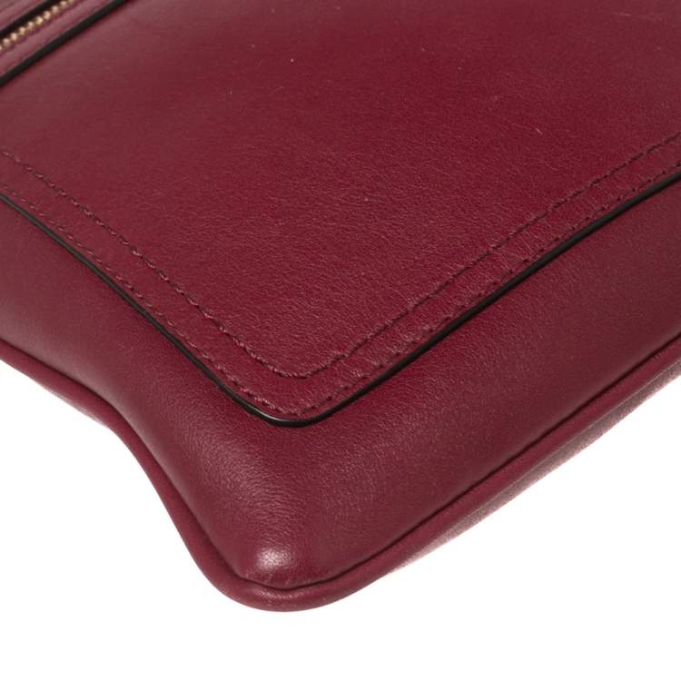 Pre Owned Coach Burgundy Leather Crossbody Messenger Bag