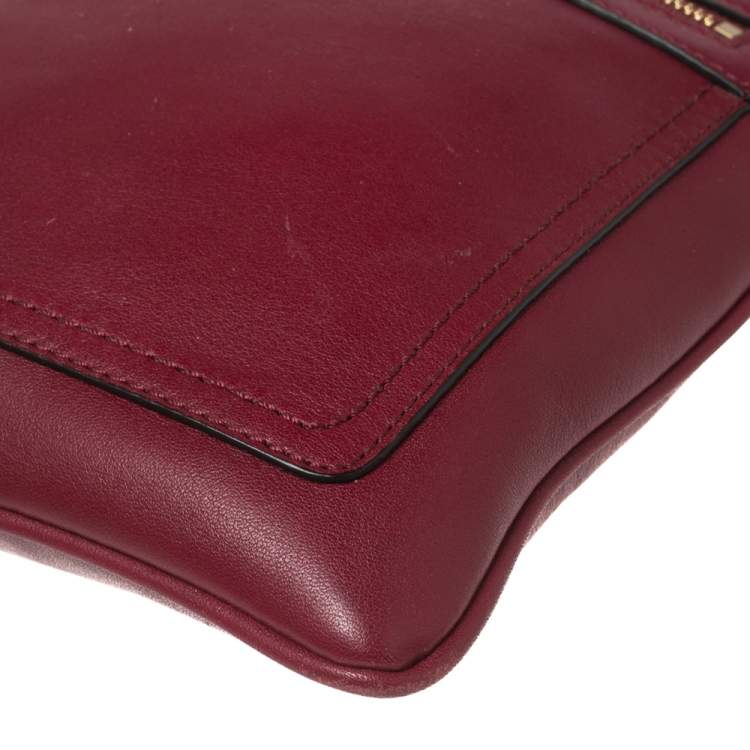 Pre Owned Coach Burgundy Leather Crossbody Messenger Bag