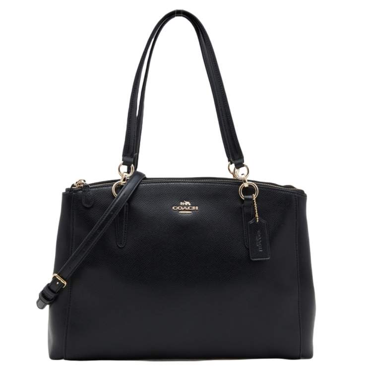 coach black leather carryall bag