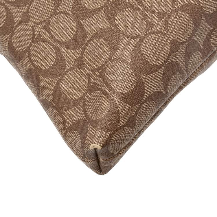 Pre Owned Coach Beige Signature Coated Canvas and Leather File Messenger Bag