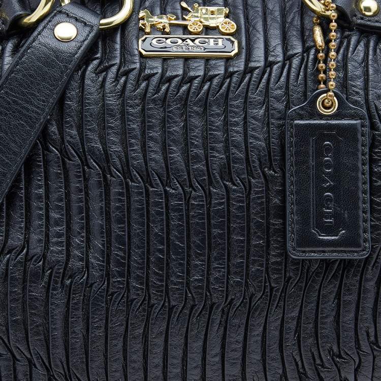 Pre Owned Coach Black Gathered Leather Sophia Madison Satchel