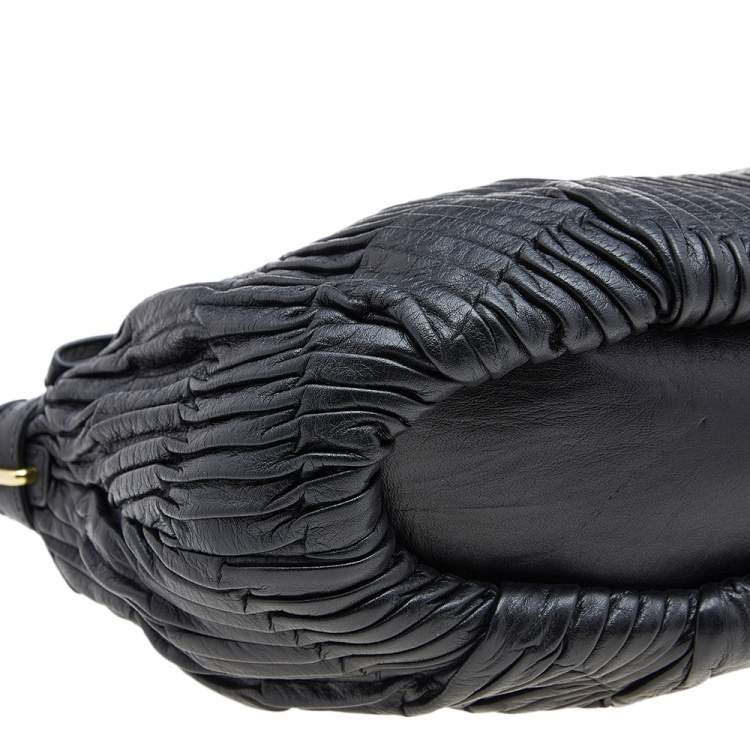 Pre Owned Coach Black Gathered Leather Sophia Madison Satchel