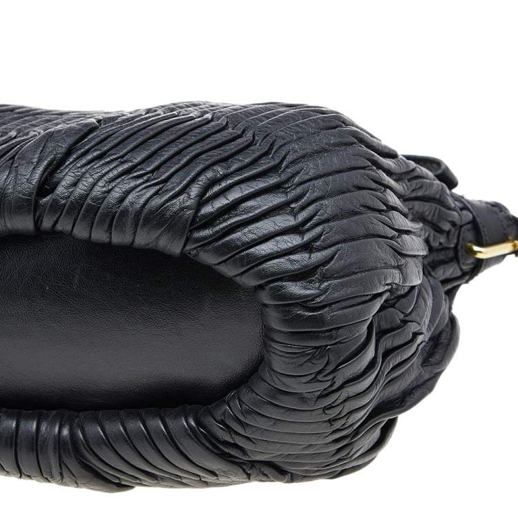 Pre Owned Coach Black Gathered Leather Sophia Madison Satchel