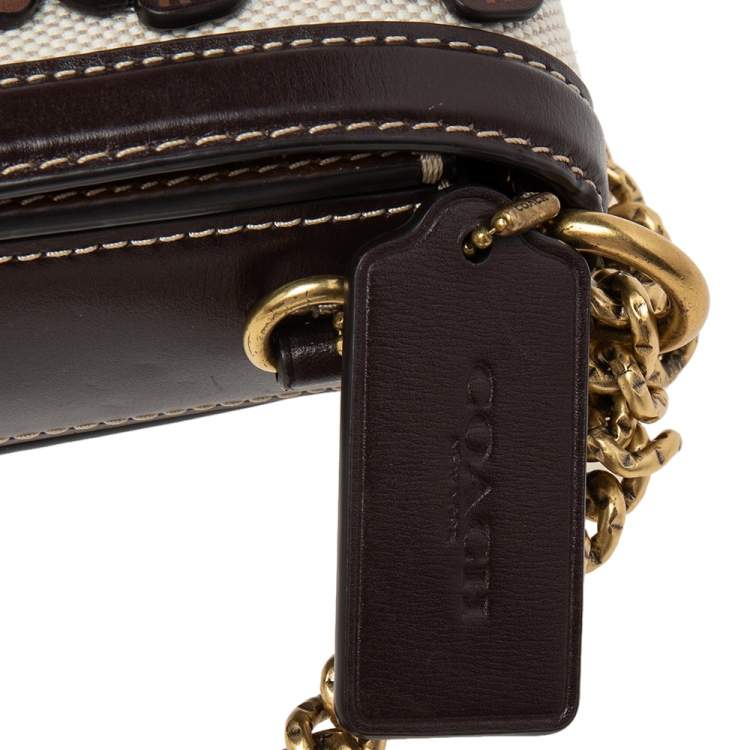 Pre Owned Coach Multicolor Leather And Canvas Hutton Flower Applique Shoulder Bag