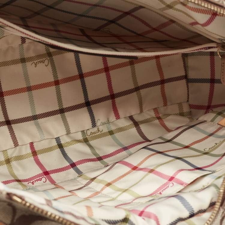 Pre Owned Coach Beige/Tan Signature Canvas Bleecker Tote