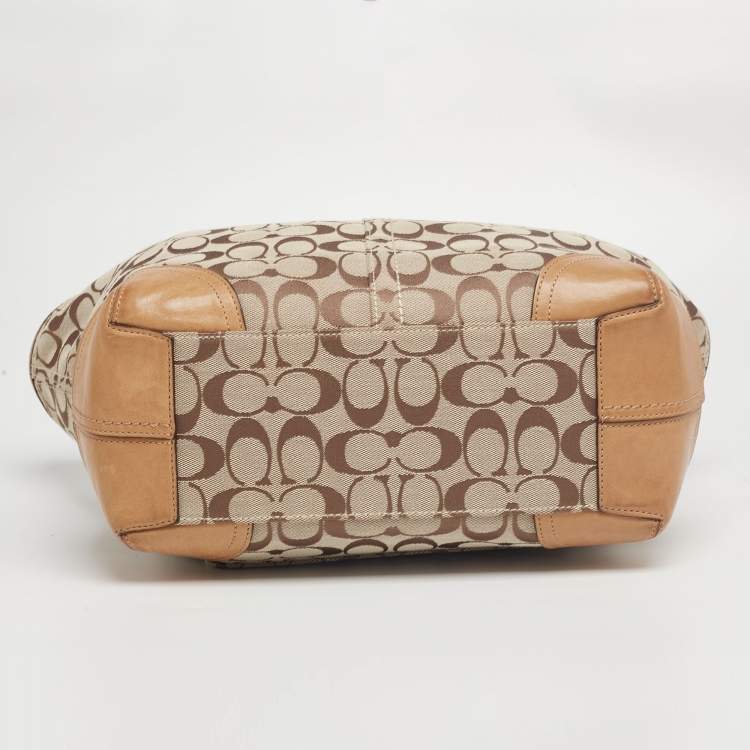 Pre Owned Coach Beige/Tan Signature Canvas Bleecker Tote