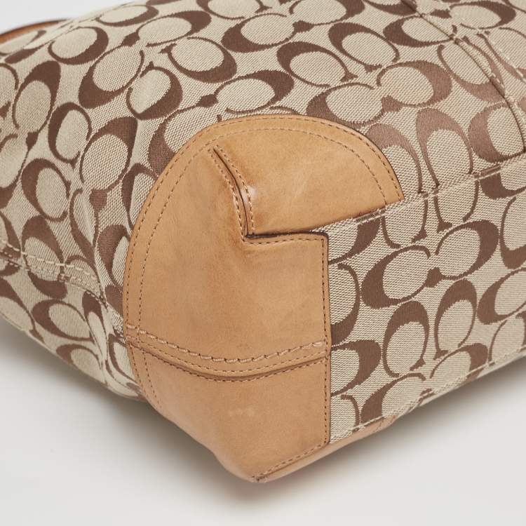 Pre Owned Coach Beige/Tan Signature Canvas Bleecker Tote